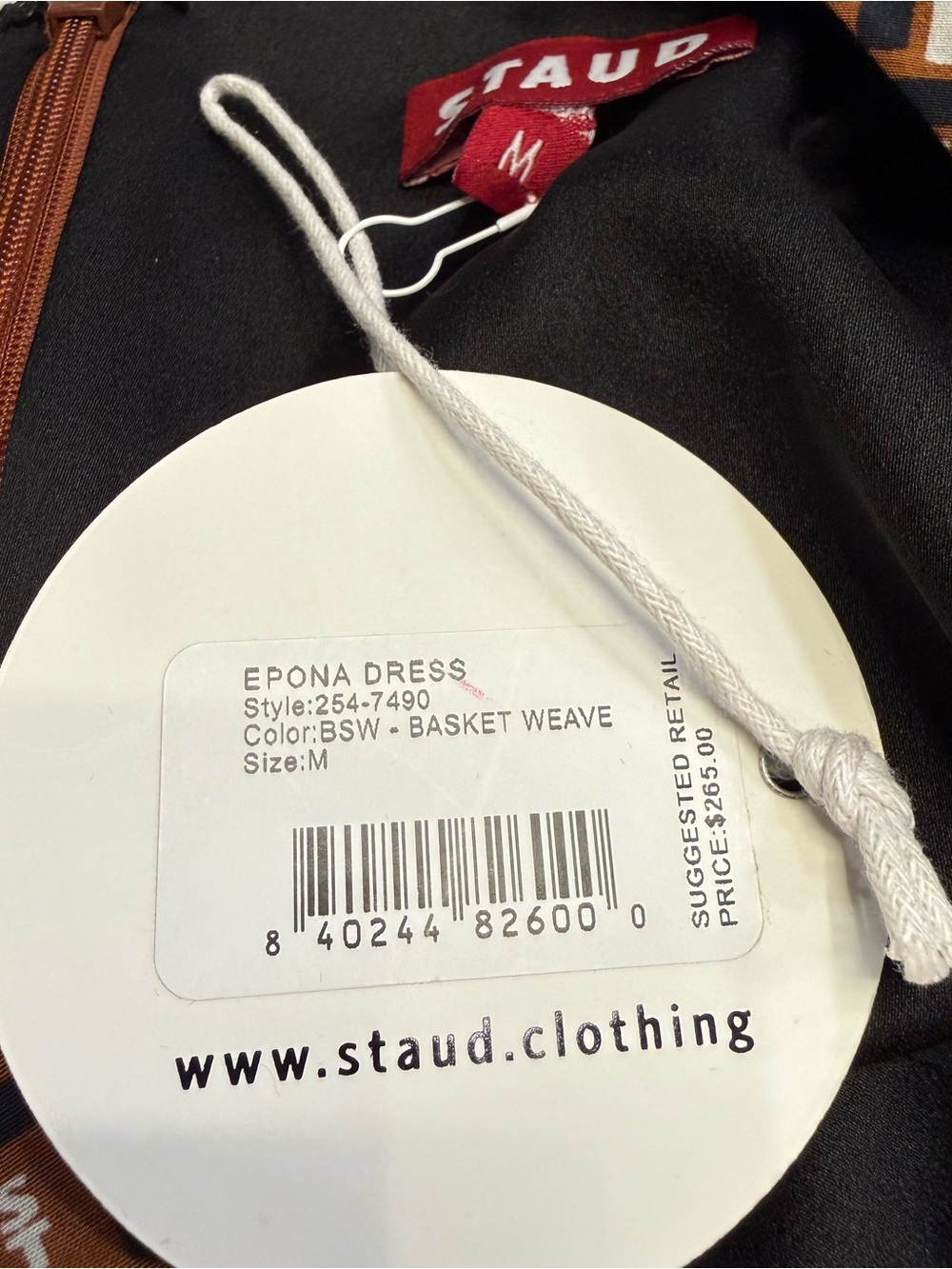 Staud Epona Mini Dress Medium NWT Basketweave Print Cutout Puff Sleeve Dress - Picture 3 of 16